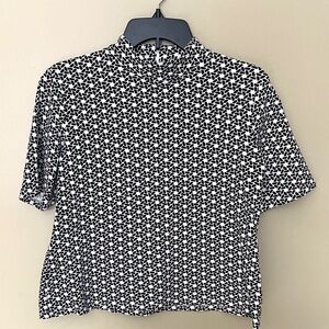 100% Cotton Black & White Mock Turtleneck Top